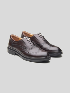 Chaussures Derby classiques à lacets pour hommes, avec empeigne en cuir crust importé, bout rond, doublure en cuir DD, Ortholite - Product Image 1