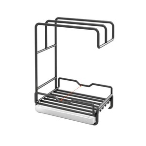 <b>Sink</b> <b>Drainer</b> Rack 2 Tier Wall Mounted No Drill Kitchen Storage Shelf <b>For</b> Dishcloth And Utensils - Product Image 2
