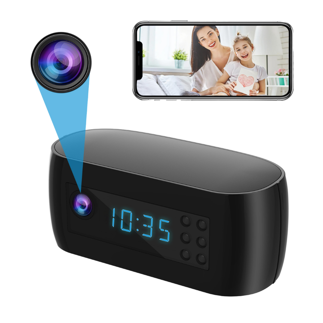 Wireless WiFi 1080P Alarm Clock Camera Hidden CMOS 10x-20x Optical Zoom Infrared Night Vision Home Baby Monitor 120 Wide Angle