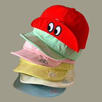 Gorra de Béisbol Vintage de 6 Paneles de Poliéster/Algodón con Bordado de Perro de Ojos Grandes, Ligera, Plegable, de Ala Corta, Protección Solar