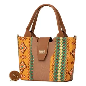 Bolso Tote de Yute Fana Eva, Tamaño Mediano, con Estampado, Cierre de Broche, para Uso Diario, Playa y Compras - Product Image 1