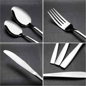 Juego de Cubiertos Modernos de Acero Inoxidable 410 para Restaurante, Incluye Cucharas, Tenedores y Cuchillos Plateados con Acabado Espejo, Venta al Por Mayor Personalizada - Product Image 3