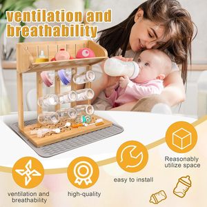 Bamboo Baby <b>Bottle</b> <b>Drying</b> <b>Rack</b> 4 Layers Desktop Drain <b>Rack</b> For Kitchen Countertop Storage - Product Image 5