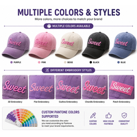 Casquette de baseball Y2K esthétique en coton lavé, brodée, couleur lavande, style Dad Hat, en sergé doux et sportif, cadeau