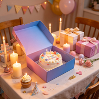 Caja Plegable para Postres en Tonos Pastel Degradados, Caja de Cartón Blanca Cuadrada para Pastelería, Macarons, Regalos y Comida para Llevar