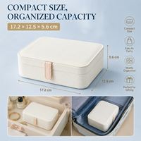 Boîte à bijoux rectangulaire de voyage, organiseur portable en cuir PU, miroir, rangement pour colliers, bagues, boucles d'oreilles, logo personnalisé, doublure en velours, fermeture éclair