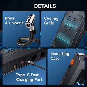 Démarreur portable 12V 1500A pour <span class=keywords><strong>voiture</strong></span> et moto <span class=keywords><strong>avec</strong></span> compresseur d'air et souffleur, kit d'urgence, chargement USB-C - Vente en gros - Product Image 4