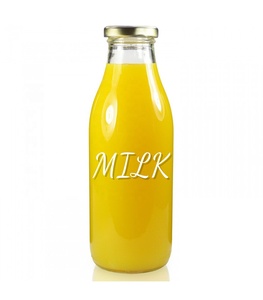 Botellas de Vidrio Transparente de 32 oz (1000 ml) para Leche con Tapas Metálicas Herméticas, Recargables, Estilo Vintage, para Batidos de Desayuno - Product Image 1