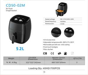 <span class=keywords><strong>Friteuse</strong></span> à air grande capacité pour familles, best-seller, <span class=keywords><strong>friteuse</strong></span> à poulet, nouvelle <span class=keywords><strong>friteuse</strong></span> à air électrique 5,2 L, boutique en ligne - Product Image 6