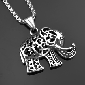 yunnique Stainless Steel Men's <b>Elephant</b> Pendant Hollow Animal Design Necklace Charm <b>Gift</b> - Product Image 2