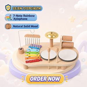 Table musicale éducative en bois pour enfants, jouets à tapoter, instruments de musique pour l'éveil précoce, jeux de table - Product Image 1