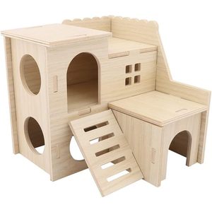 บ้านหนูวิลล่าแบบพรีเมี่ยมบ้านหนูเล็กสองชั้นบ้านสไลเดอร์แสนสนุกสำหรับหนูแฮมสเตอร์หนูเจอร์บิลและสัตว์ขนาดเล็กอื่นๆ - Product Image 1