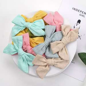 Aksesori rambut pita Linen katun buatan tangan untuk anak-anak menampilkan desain bebek; Grosir aksesoris rambut wanita bayi - Product Image 2