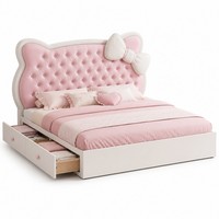 Lit rembourré pour enfants avec rangement à vérin à gaz à ouverture par le pied, idéal pour chambre d'appartement