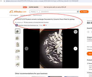 Trasduttori Ultrasonici in Ceramica Piezoelettrica PZT Marca AV, Disco e Piastra Piezoelettrica Modello AV-201610 - Product Image 6