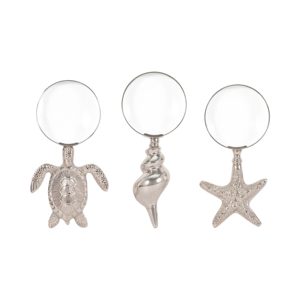 Scultura in Metallo a Forma di Tartaruga, Conchiglia e Stella Marina con Lente d'Ingrandimento, Decorazione per Casa e Bagno - Product Image 1