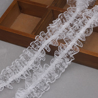 Bande de dentelle décorative en polyester à volants, 4 cm (1,6 pouces), style Europe-Amérique, pour bordures de vêtements et accessoires capillaires