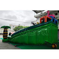 Château gonflable géant Jungle Crocodile avec toboggan aquatique vert et piscine, équipement d'été pour l'extérieur