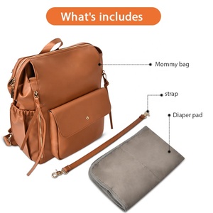 Boss Plus-bolso para <span class=keywords><strong>pañales</strong></span> de bebé de gran capacidad, Mochila De Cuero PU para madres <span class=keywords><strong>con</strong></span> almohadilla de cambio y Clip para cochecito - Product Image 3