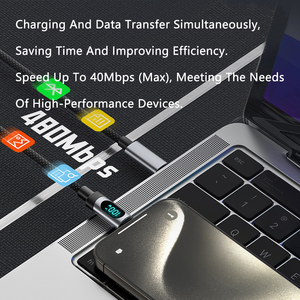 100W Nhanh Chóng Sạc <span class=keywords><strong>USB</strong></span> Một Nam Để C Nam Loại Cáp C Để C Với LED Hiển Thị Điện Điện Thoại Bện 1M Cáp Dữ Liệu - Product Image 5