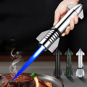 Rocket <b>Torch</b> Lighter Cigar Single Fire High Temperature <b>Rechargeable</b> Adjustable Flame Windproof BBQ Camping Gift - Product Image 1