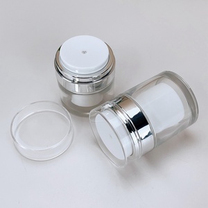 Empty Glass Airless Cream Jar 30ml 50ml Cosmetic Packaging Press Type Vacuum Cream Glass Airless <b>Pump</b> <b>Bottle</b> - Product Image 2