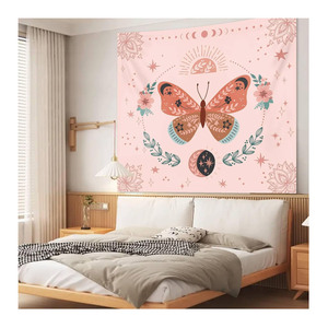 Tapiz Decorativo de Pared con Diseño de Mariposas Rosas, Estilo Bohemio, Mandala, Arte Floral, <span class=keywords><strong>para</strong></span> Dormitorio de Adolescentes - Product Image 4