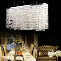 Lustre moderne doré en laiton, lampe cube en cristal, vente d'usine pour salon, hôtel, éclairage de plafond, lampe suspendue de restauration