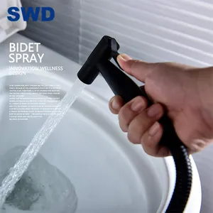 Stainless Steel ABS Genggam Sprayer Toilet Bidet untuk Wanita Kamar Mandi Bidet Genggam Bidet Hitam