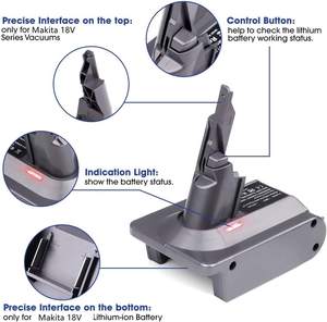 Adaptateur de batterie adapté à la batterie Makitas <span class=keywords><strong>18V</strong></span> Lithiun ion Convertir en batterie pour <span class=keywords><strong>aspirateur</strong></span> V7 Dyson - Product Image 1