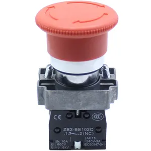 Emergency Stop Mushroom Push Button Switch XB2-BS542 ZB2-BE102C with 2 Contact