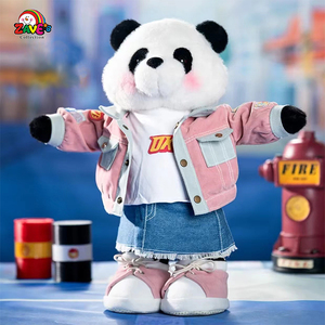Zave 15.5 pollici in piedi <span class=keywords><strong>Panda</strong></span> morbido giocattolo rosa Denim abito da gioco mostra tessuto bianco nero PP cotone pelle amichevole - Product Image 3