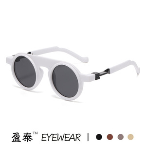 Yingtai Eyewear Round Sunglasses UV400 Plastic Metal <b>Frame</b> Unisex Street Style - Product Image 3