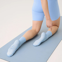 Chaussettes de yoga antidérapantes personnalisées avec logo brodé, semelle à pois, en coton, pour le Pilates, l'entraînement en studio de fitness et les séances de sport