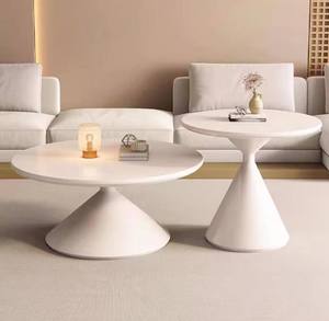 Table basse ronde de luxe moderne et simple pour salon, style nordique, en panneau de roche couleur crème, pour usage domestique - Product Image 3