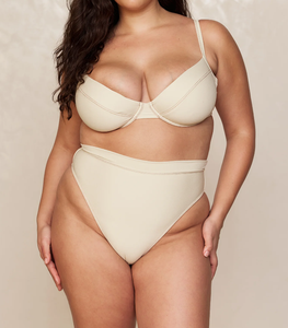 Maillot de bain bikini deux pièces haut de gamme en nylon et élasthanne, avec logo personnalisé OEM, coupe balconnet, armatures, taille haute et liens au dos – Grande Vente - Product Image 3