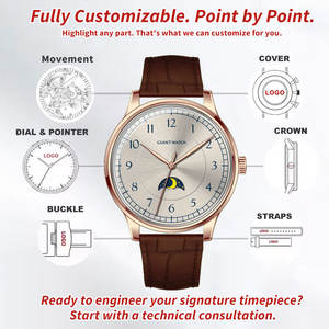 Usine de montres personnalisées OEM ODM, montre à phases lunaires, boîtier en acier inoxydable EPSON VX3W, fabrication de qualité, montre pour hommes - Product Image 2