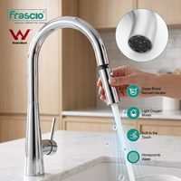 Robinet mélangeur chaud/froid Frasico, monocommande, à poser sur plan, avec douchette extractible, en acier inoxydable pour évier de cuisine