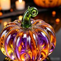 Figurine de citrouille en verre soufflé à la main, mini ornement de citrouille en verre artistique pour la décoration de table d'Halloween, personnalisation acceptée