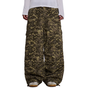 Pantalones Harem de Algodón Personalizados para Hombre, Pantalones Cargo Extra Grandes con Bolsillos, Pantalones con Pliegues en la Rodilla, Pantalones Paracaídas Ripstop con Estampado de Camuflaje - Product Image 2
