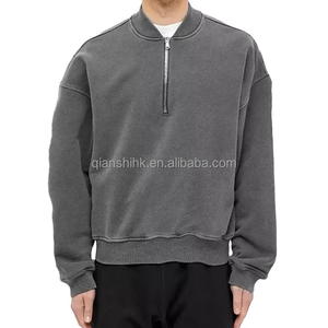 Sudadera con cremallera 1/4 de algodón de rizo personalizado de alta calidad para hombre, sudadera informal de lana con cuello redondo y media cremallera, Sudadera con capucha de algodón - Product Image 1
