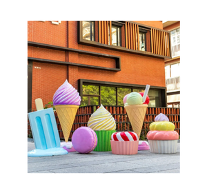 Usine personnalisée en plein air crème glacée bonbons dessert lait thé boutique ornements FRP fibre sculpture - Product Image 1