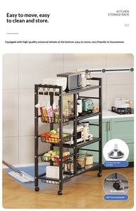 Étagère de cuisine rectangulaire en métal à 4 niveaux, non pliable, mobile, pour le rangement du four à micro-ondes, multifonctionnelle, moderne - Product Image 6