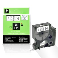 Ruban adhésif durable DYMO noir sur blanc de 12 mm, cassette de recharges d'étiquettes D1, compatible avec l'imprimante d'étiquettes modèle 45013