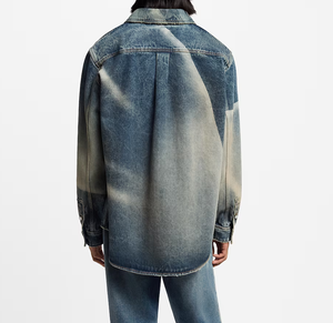 Veste en jean T pour <span class=keywords><strong>homme</strong></span> Chemise à boutons pour le travail Soudure sur le chantier Anti-brûlure et résistant à l'usure Col rabattu multi-poches - Product Image 2