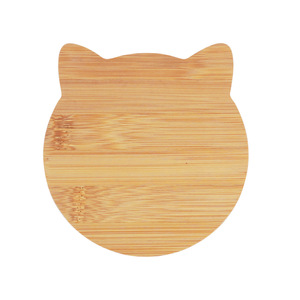 <b>Cat</b> Shaped Bamboo Coaster Natural Wood <b>Heat</b> Resistant Tabletop <b>Mat</b> For Home Use - Product Image 2