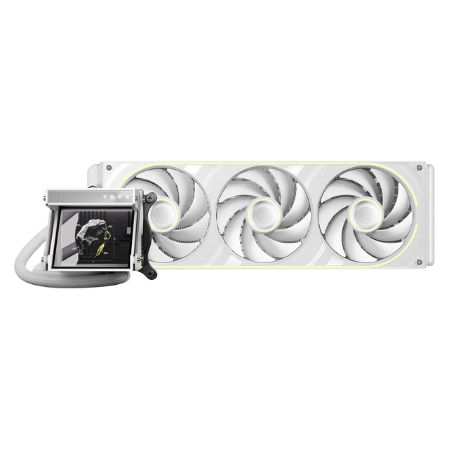 2026 New TRYX HOLO 360 ARGB 360mm Liquid Cooler White Holographic AIO Water Cooling Customizable Display for Gaming PC Desktop