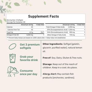 Prix d'usine 3 suppléments d'huile de poisson 1000mg 1200mg Deep Sea DHA EPA Capsules molles aromatisées au citron Vitamines en gros - Product Image 3