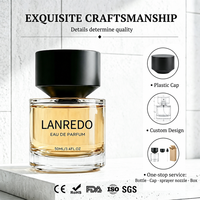 Flacon de parfum en verre transparent de haute qualité, cylindrique, 30ml, 50ml, 100ml, vide, avec bouchon conique inversé noir, vente en gros