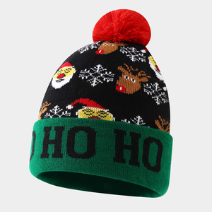 Gorro de Punto con Botones de Jacquard con Bordes Volteados, con Elementos Navideños de Muñeco de Nieve, Reno y Árbol, de Spandex/Algodón, para Hombre, Cálido, para Orejas, 48-50 cm de Diámetro - Product Image 6